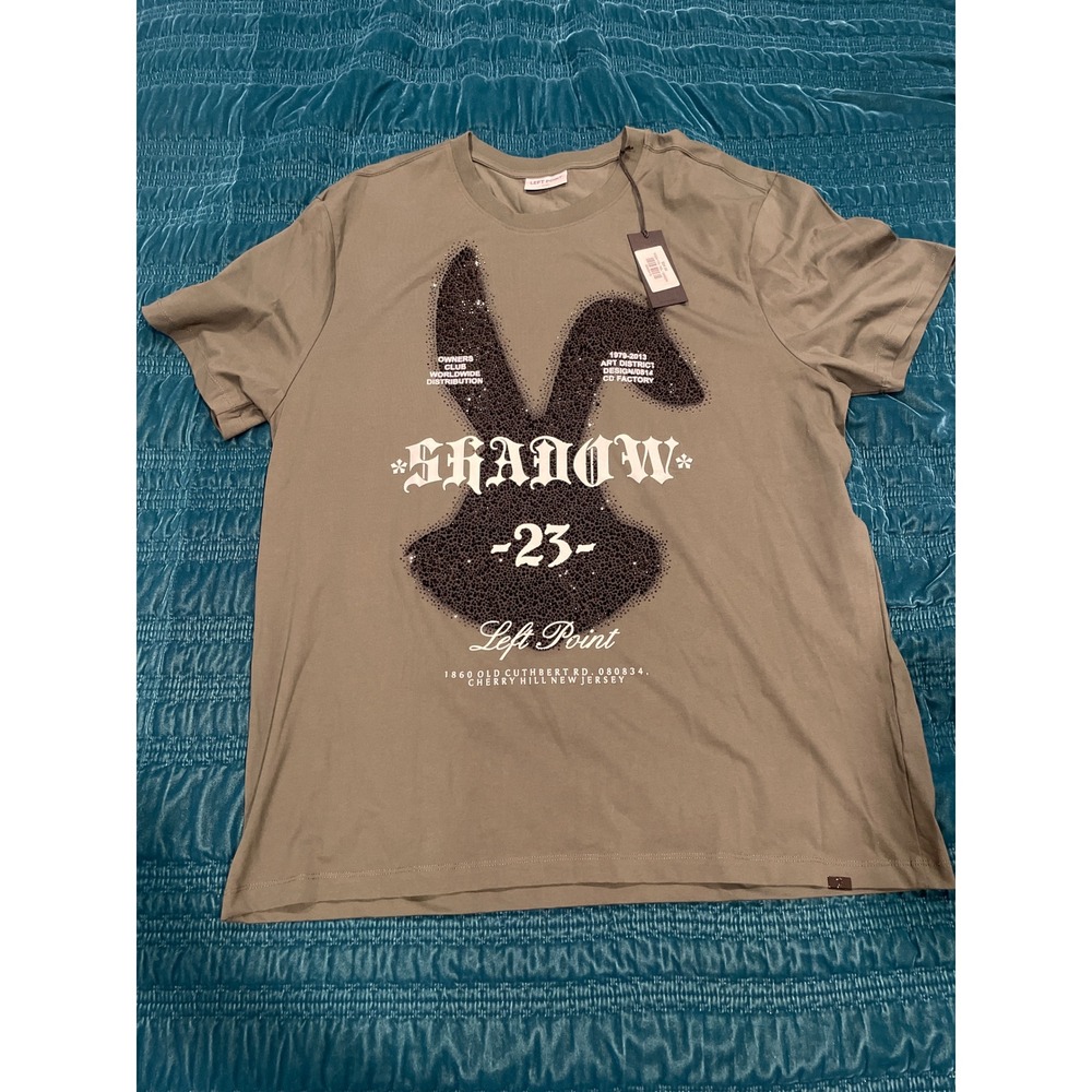 Left Point Shadow 23 Bunny Graphic T Shirt Olive Green‎ 5XL